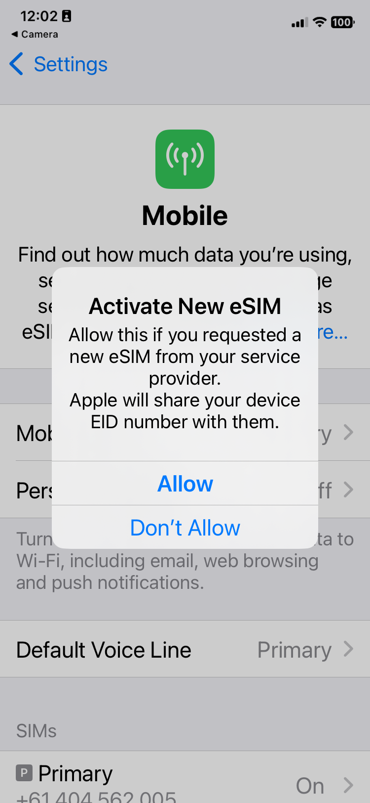 Installing an eSIM from the start Installing an eSIM from the start